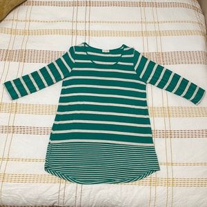 Maison Jules Teal and White Striped Shirt